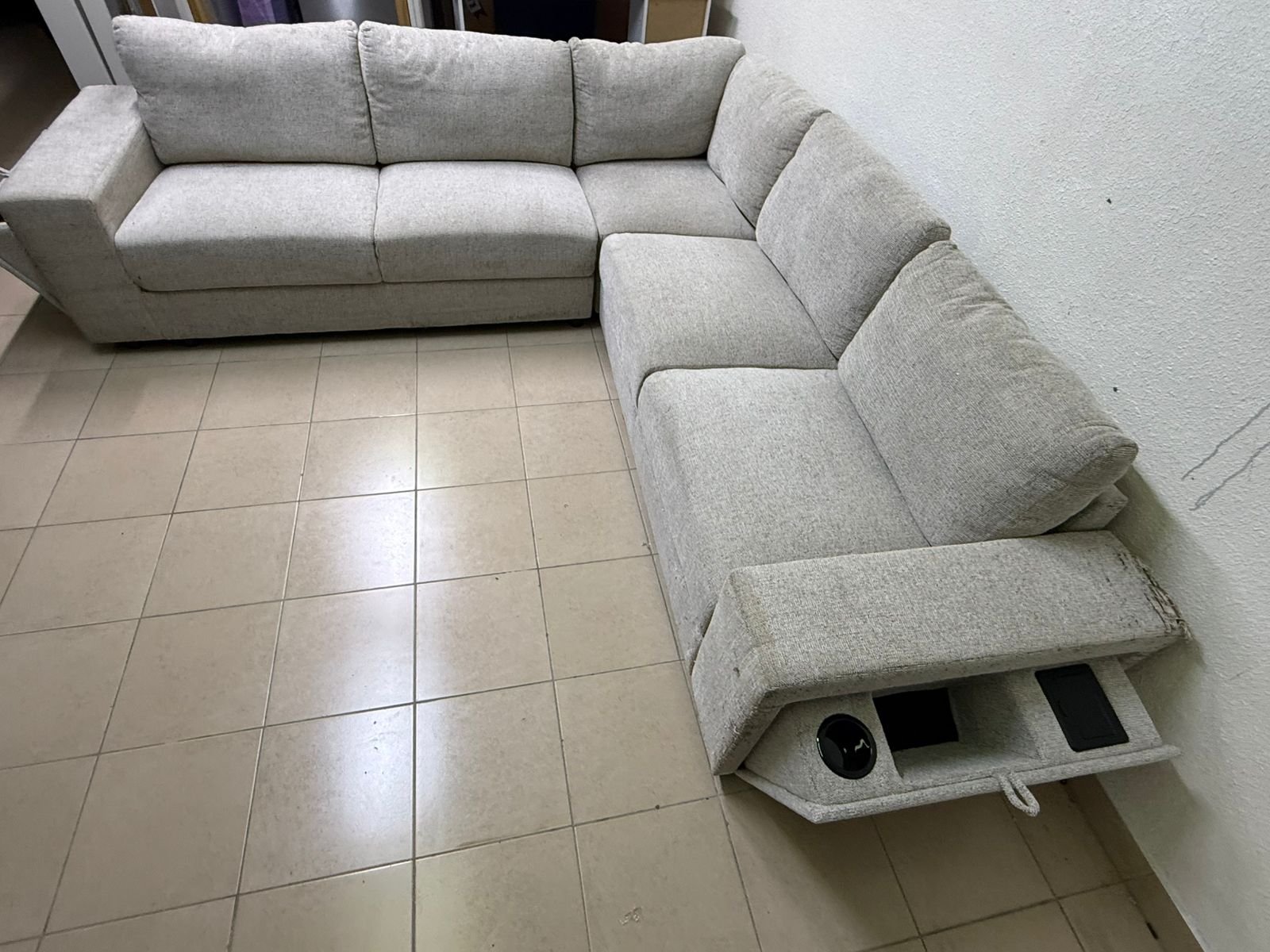 Light gray fabric sofa, intricate corner - Image 4