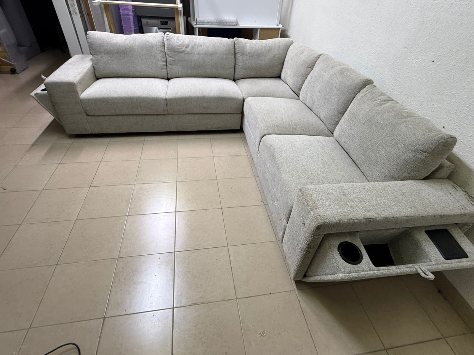 Light gray fabric sofa, intricate corner - Image 7