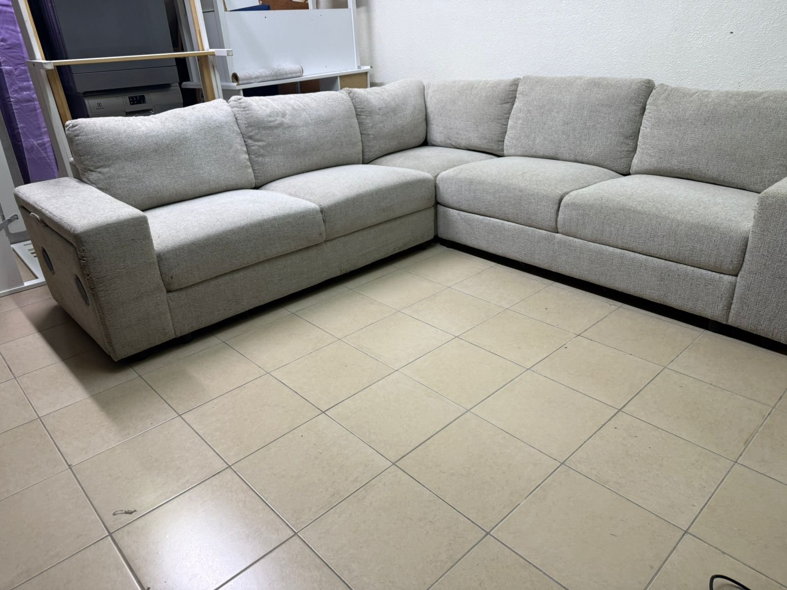 Light gray fabric sofa, intricate corner - Image 2