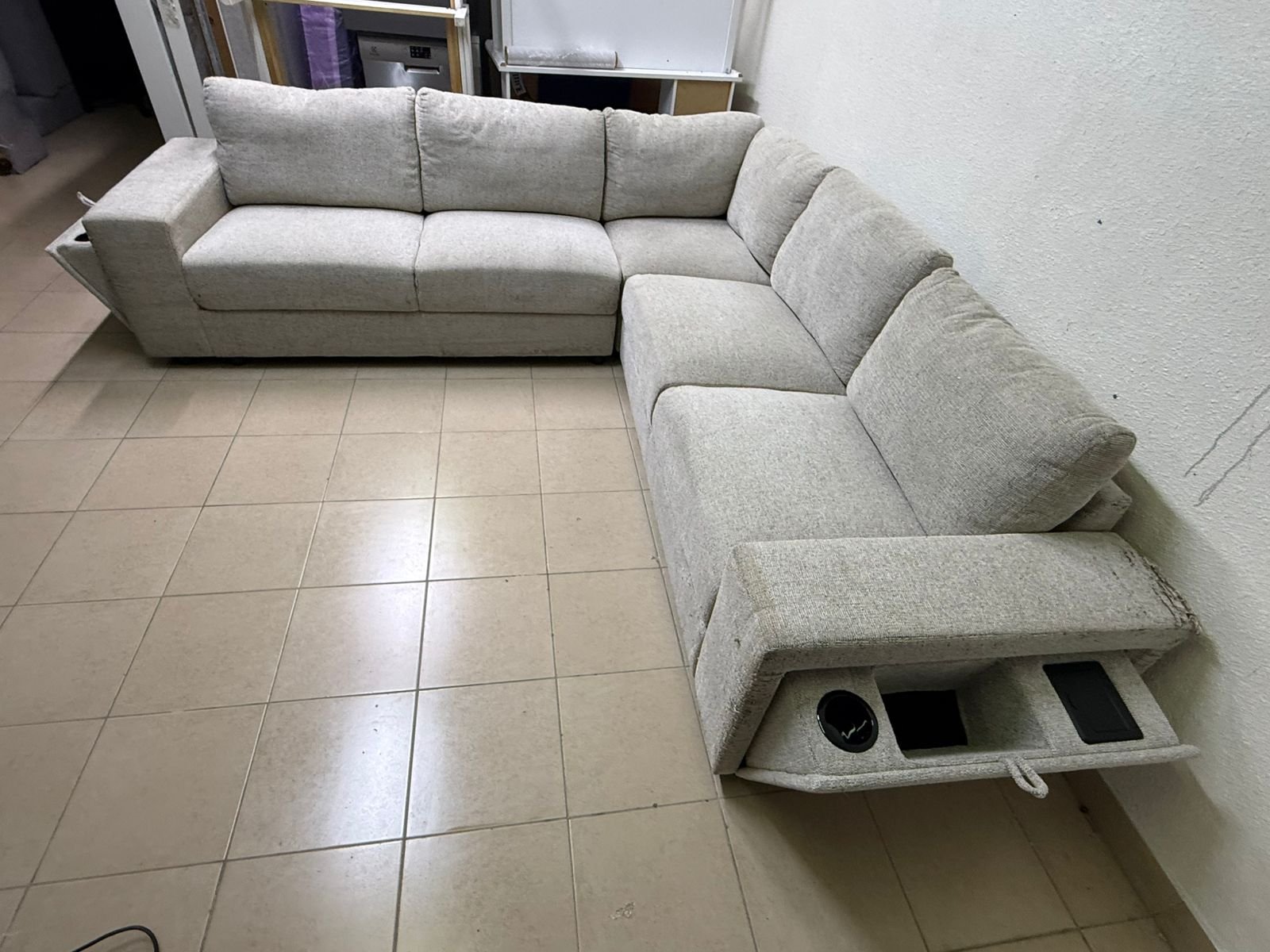 Light gray fabric sofa, intricate corner - Image 3