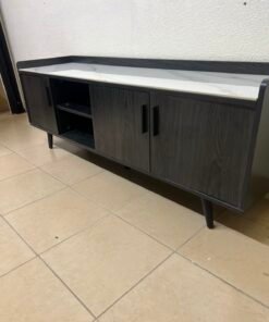 VEELOK brand TV unit with a modern design and black wooden legs