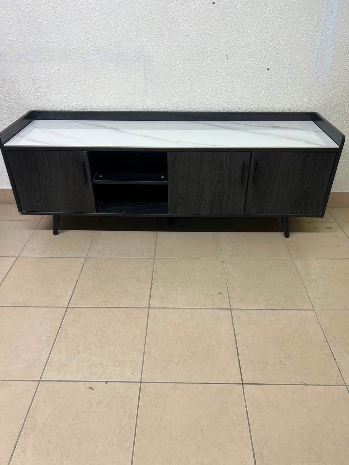 VEELOK brand TV unit with a modern design and black wooden legs - Image 10