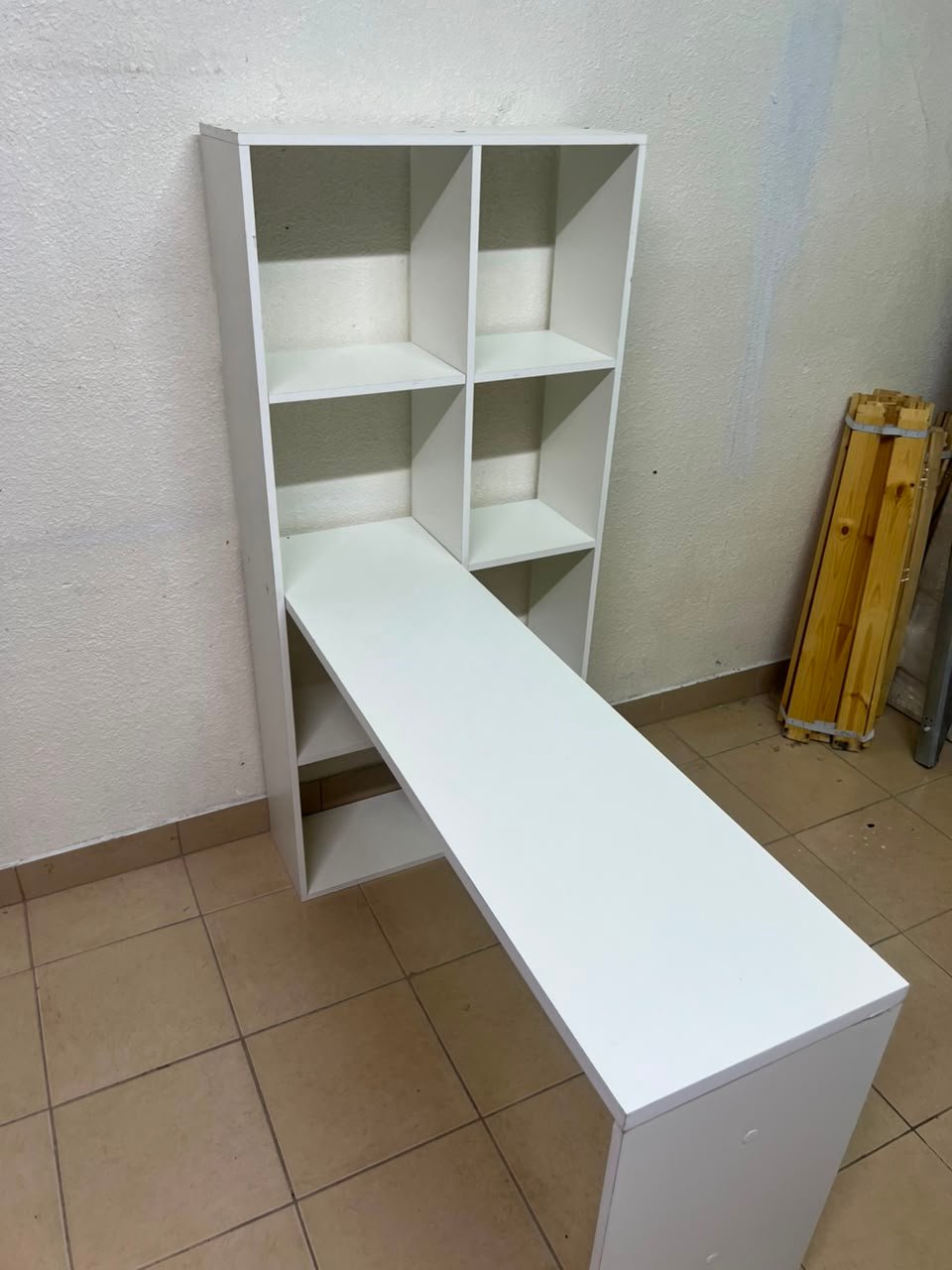 The "Amy Wood Home" desk, designed in London in white, features side shelves and ample storage space - Image 9