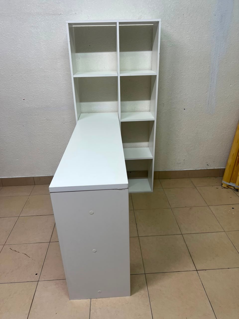 The "Amy Wood Home" desk, designed in London in white, features side shelves and ample storage space - Image 2