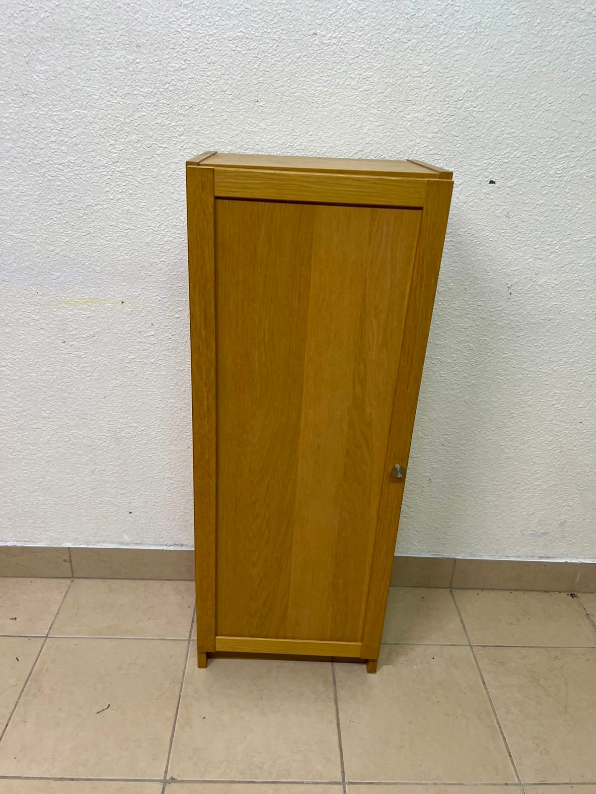 A narrow storage cabinet, either IKEA-style or similar, featuring a natural oak veneer finish. - Image 11