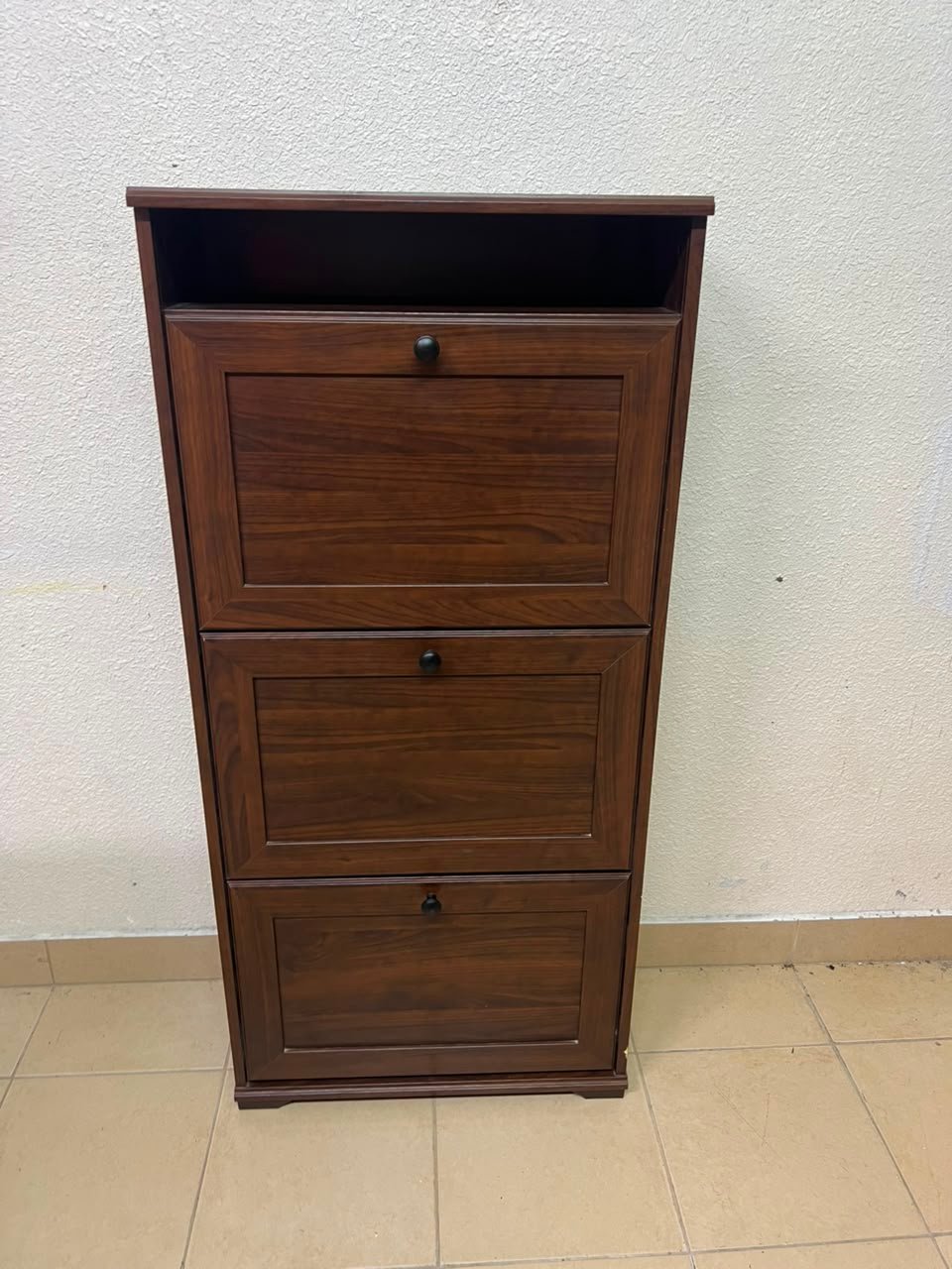 BRUSALI Shoe cabinet with 3 compartments, brown, 61x30x130 cm - Image 3