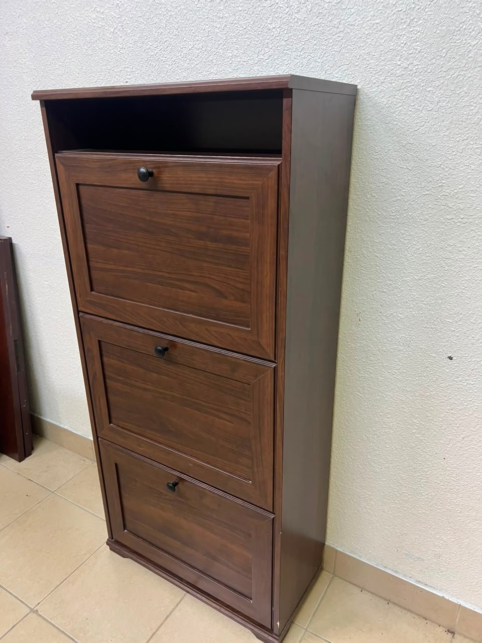 BRUSALI Shoe cabinet with 3 compartments, brown, 61x30x130 cm