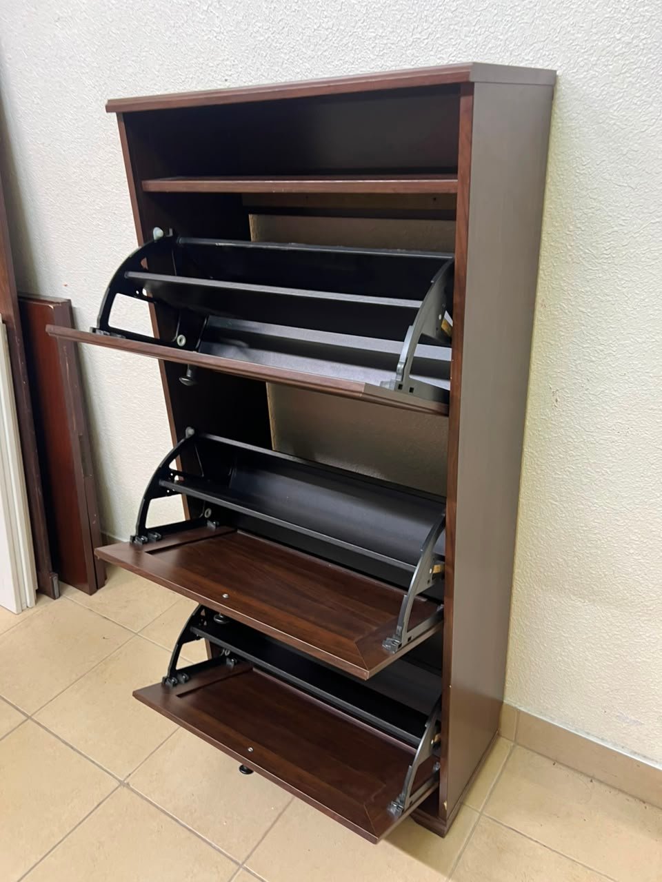 BRUSALI Shoe cabinet with 3 compartments, brown, 61x30x130 cm - Image 8
