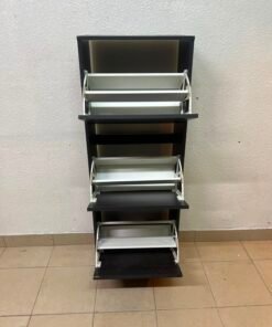 Shoe cabinet with 3 compartments, black-brown - Image 4