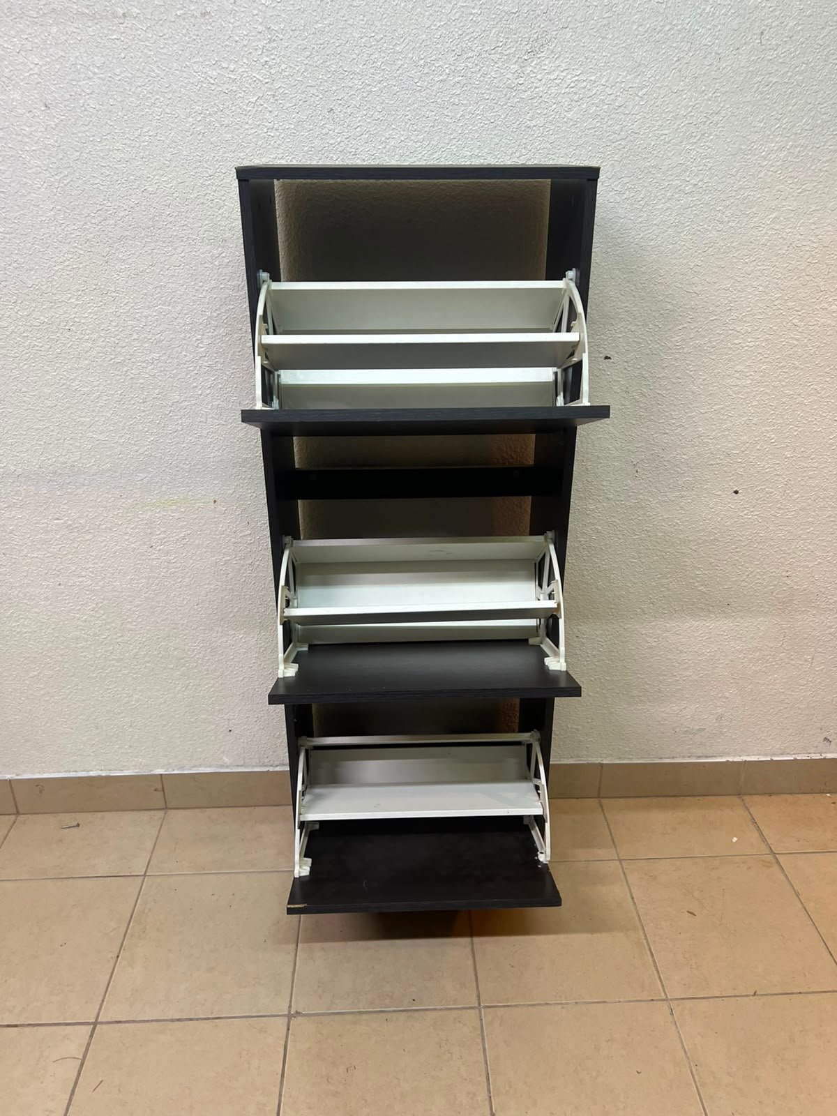 Shoe cabinet with 3 compartments, black-brown - Image 4