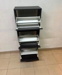 Shoe cabinet with 3 compartments, black-brown - Image 6