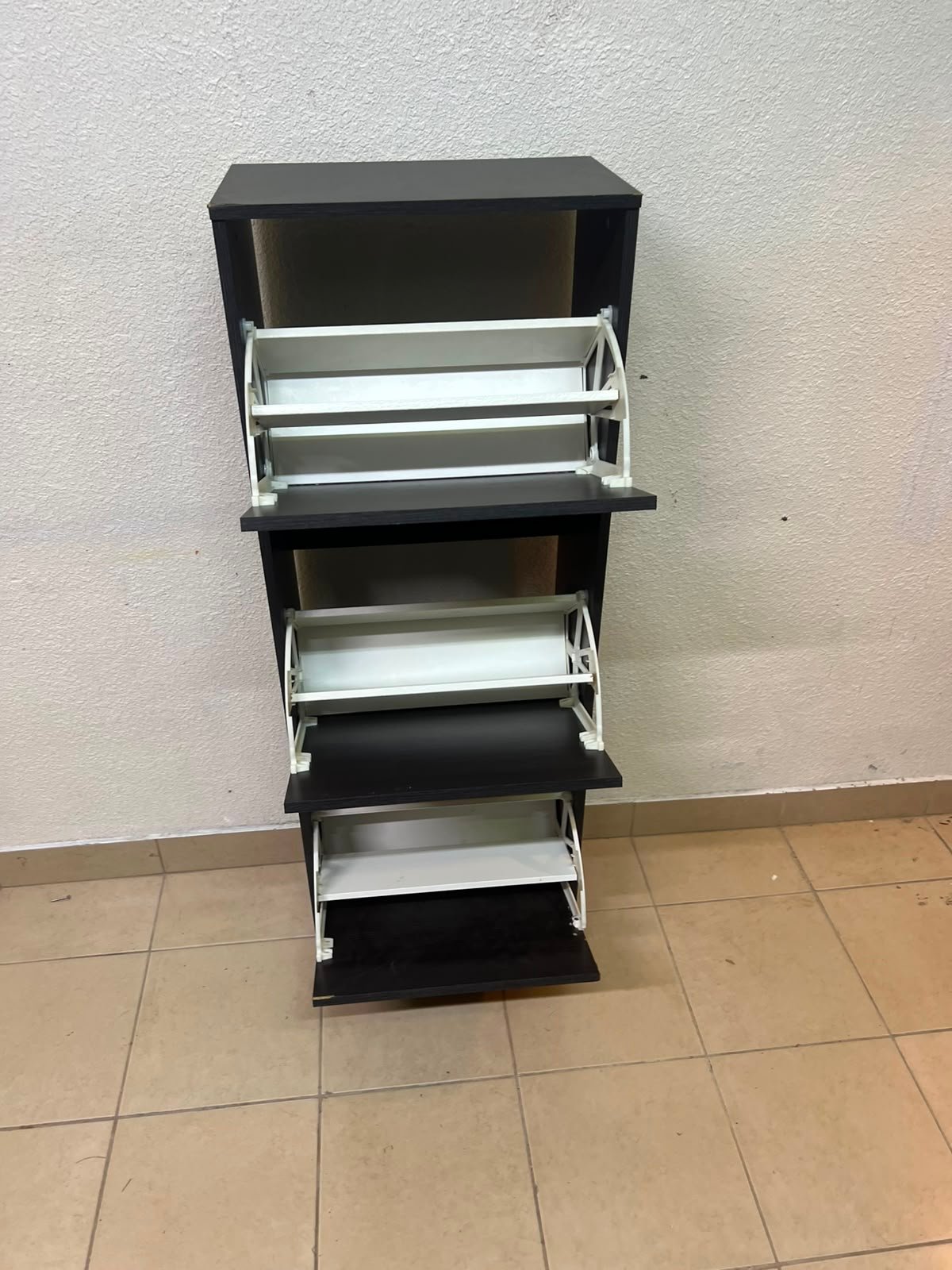 Shoe cabinet with 3 compartments, black-brown - Image 6