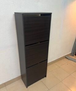 Shoe cabinet with 3 compartments, black-brown - Image 7