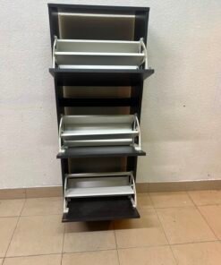 Shoe cabinet with 3 compartments, black-brown - Image 8