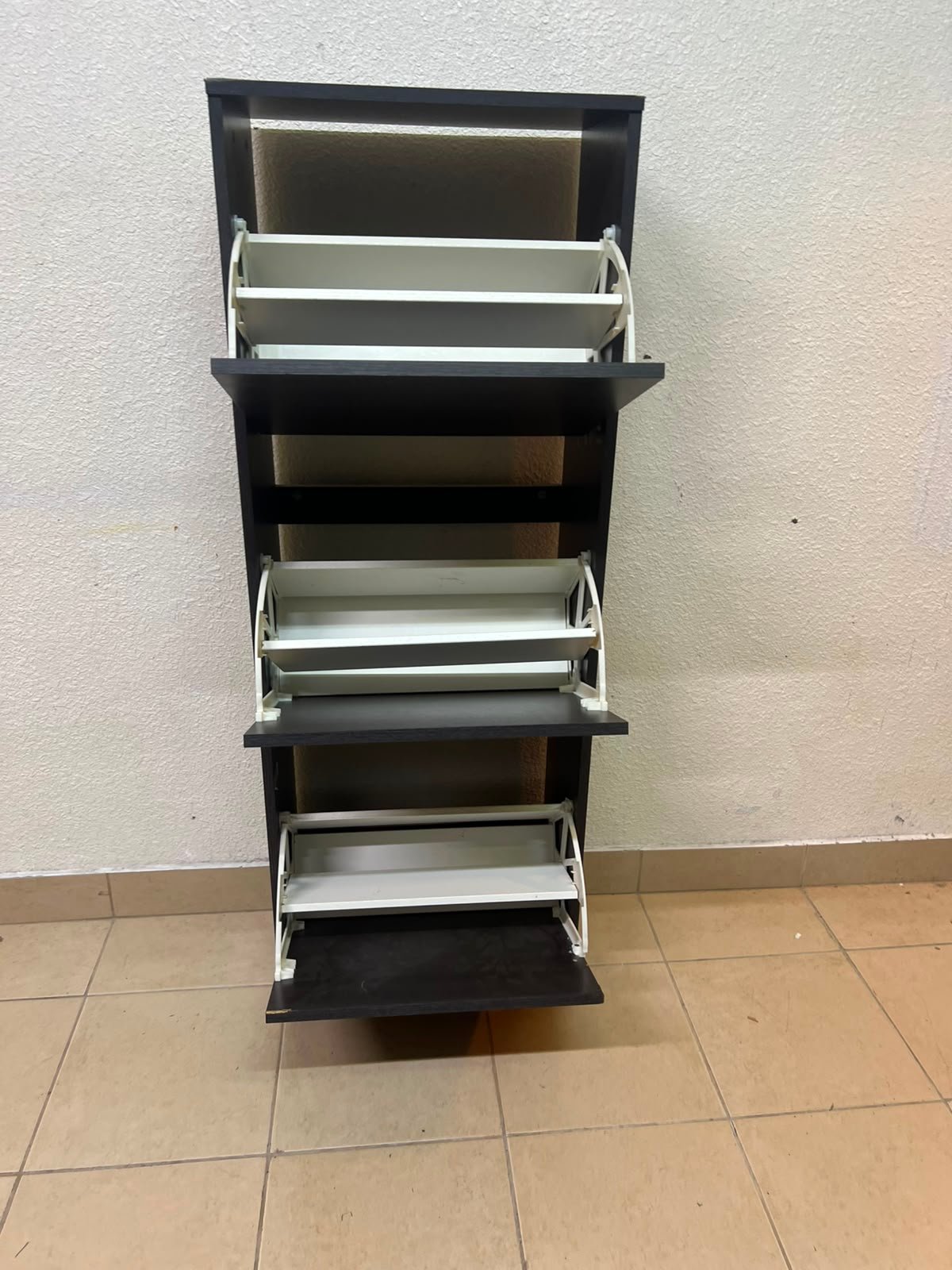 Shoe cabinet with 3 compartments, black-brown - Image 8