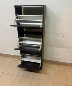 Shoe cabinet with 3 compartments, black-brown - Image 10