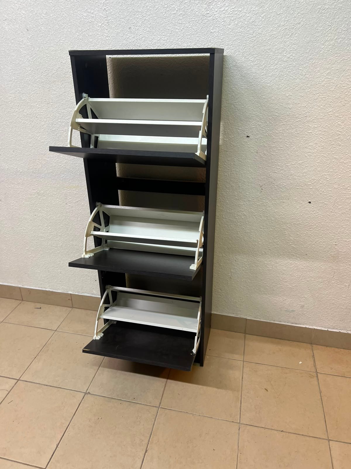 Shoe cabinet with 3 compartments, black-brown - Image 10