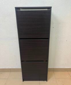 Shoe cabinet with 3 compartments, black-brown