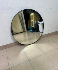 Petite Round Frame Mirror Matt Black - Image 2