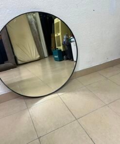 Petite Round Frame Mirror Matt Black - Image 3