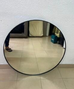 Petite Round Frame Mirror Matt Black - Image 4