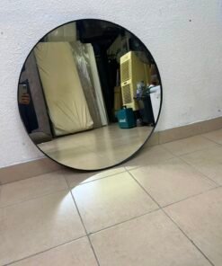 Petite Round Frame Mirror Matt Black - Image 5
