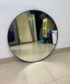 Petite Round Frame Mirror Matt Black - Image 6