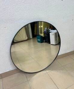 Petite Round Frame Mirror Matt Black - Image 7