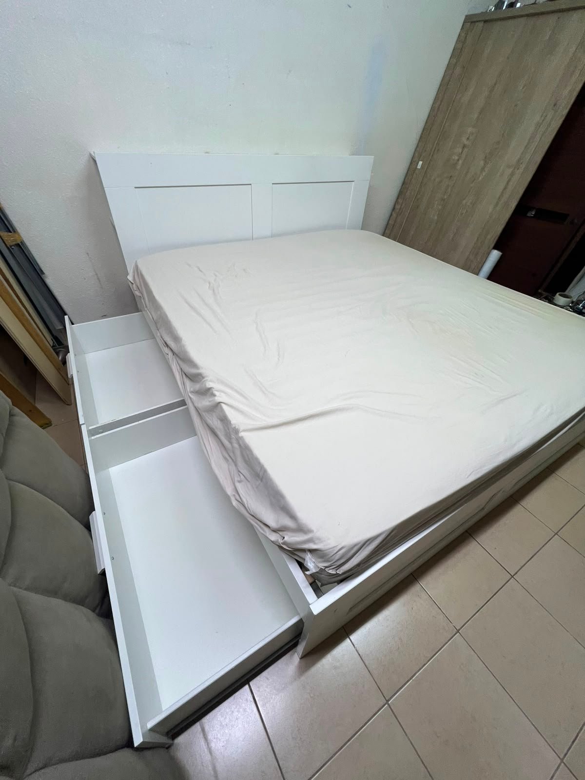 BRIMNES Bed frame with storage, white, - Image 5