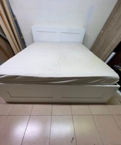 BRIMNES Bed frame with storage, white,