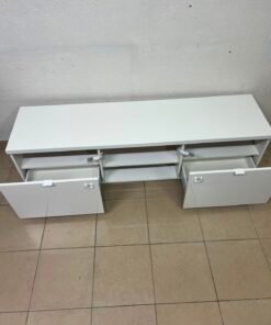 BYÅS TV bench, high-gloss white - Image 2
