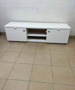BYÅS TV bench, high-gloss white - Image 3