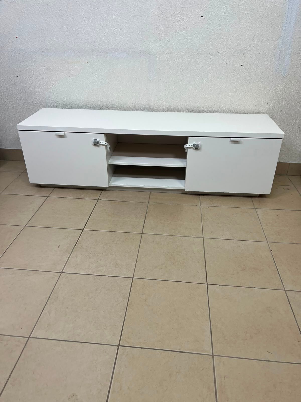 BYÅS TV bench, high-gloss white - Image 3
