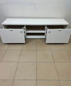 BYÅS TV bench, high-gloss white - Image 4