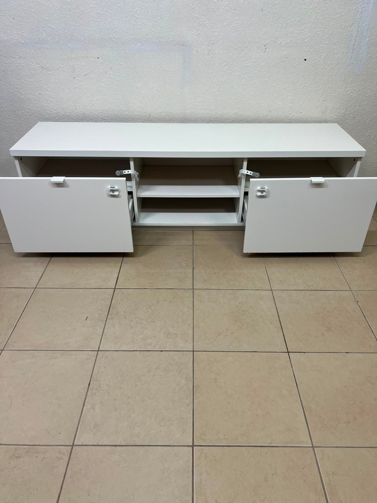 BYÅS TV bench, high-gloss white - Image 4