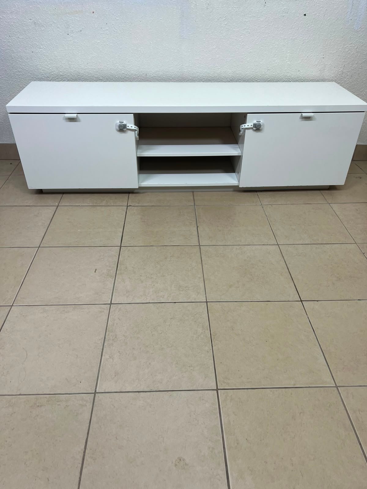 BYÅS TV bench, high-gloss white - Image 5