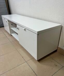 BYÅS TV bench, high-gloss white - Image 6