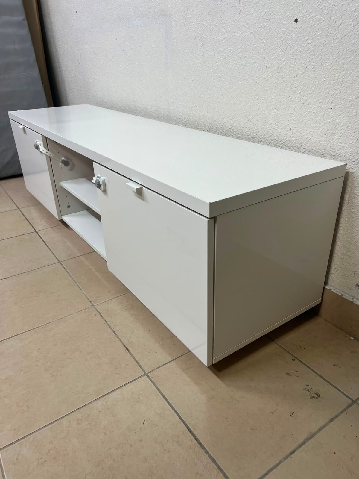 BYÅS TV bench, high-gloss white - Image 6