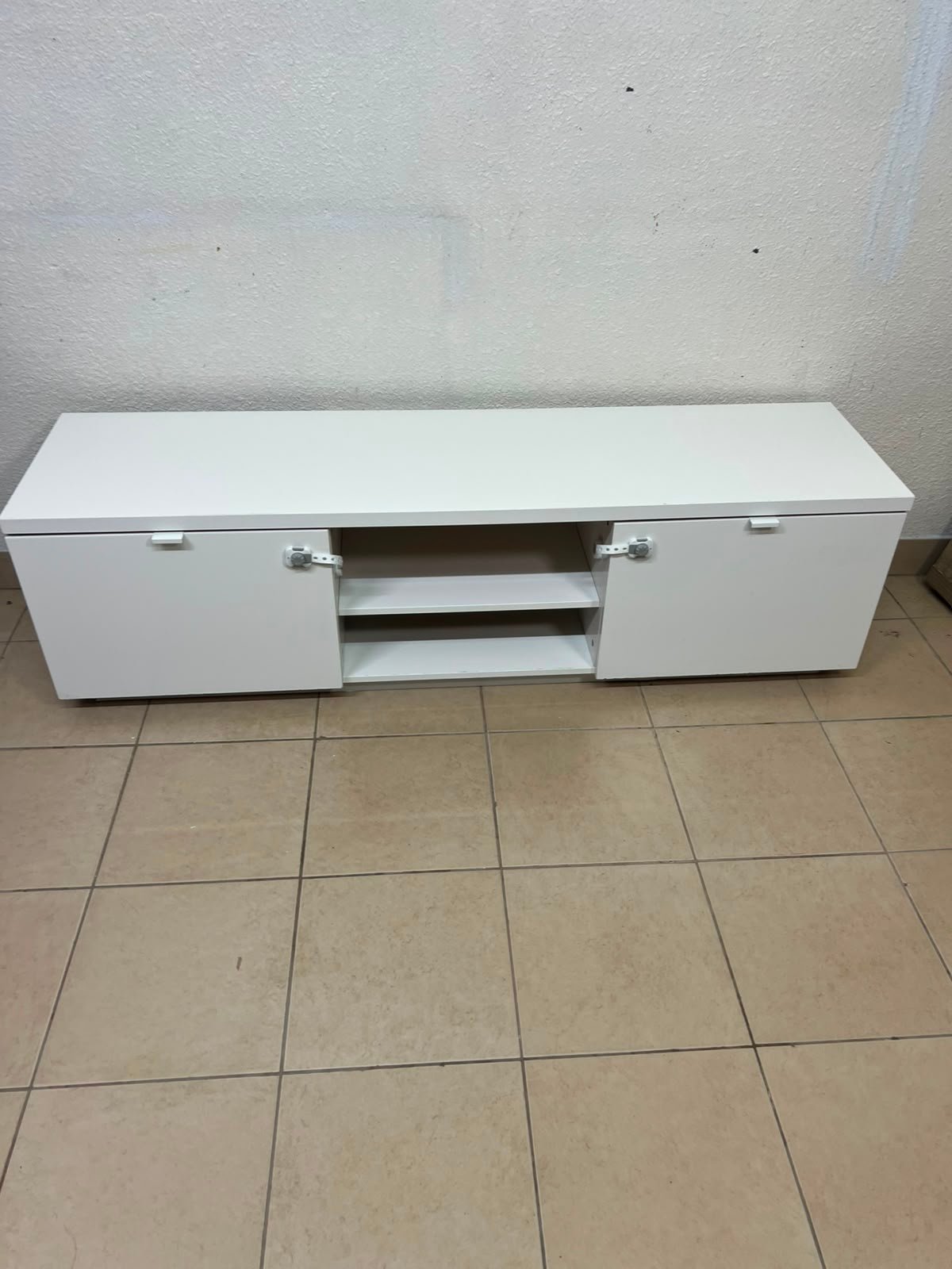 BYÅS TV bench, high-gloss white - Image 7
