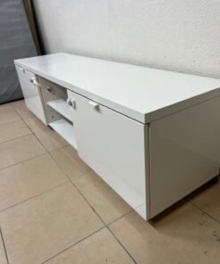 BYÅS TV bench, high-gloss white - Image 8