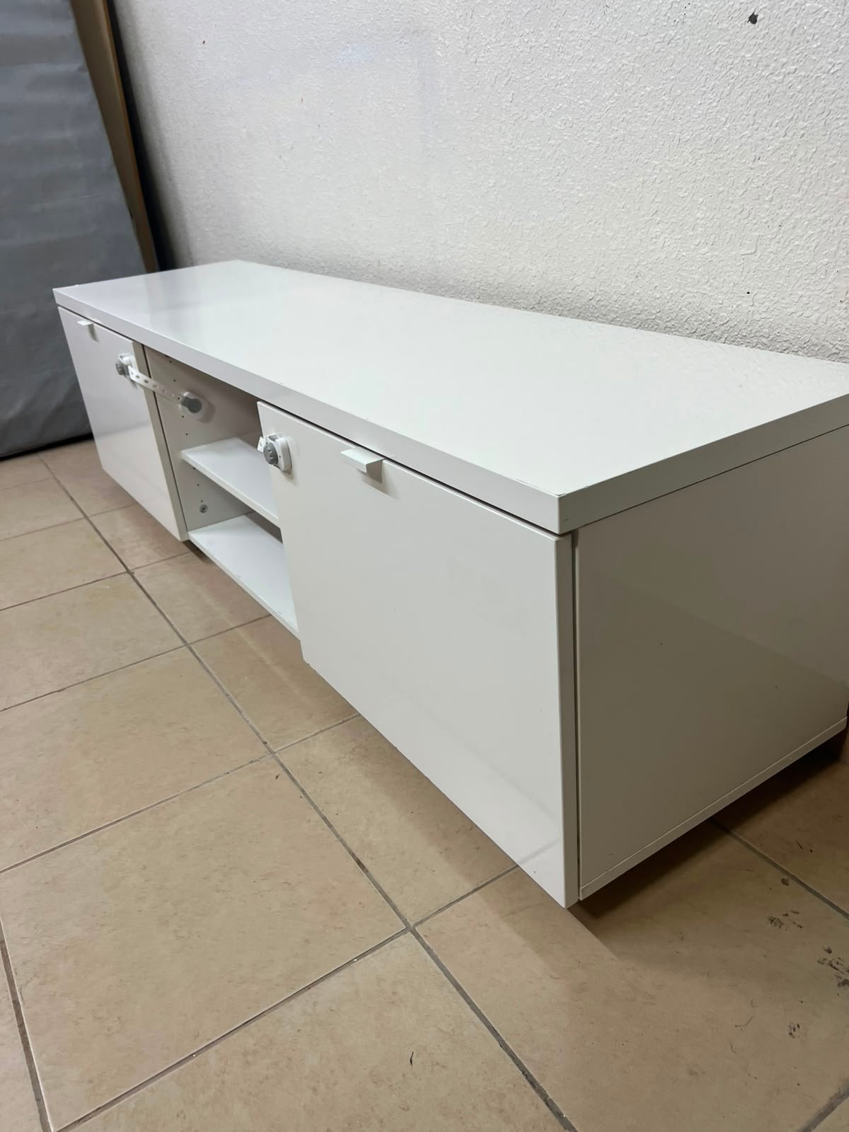 BYÅS TV bench, high-gloss white - Image 8