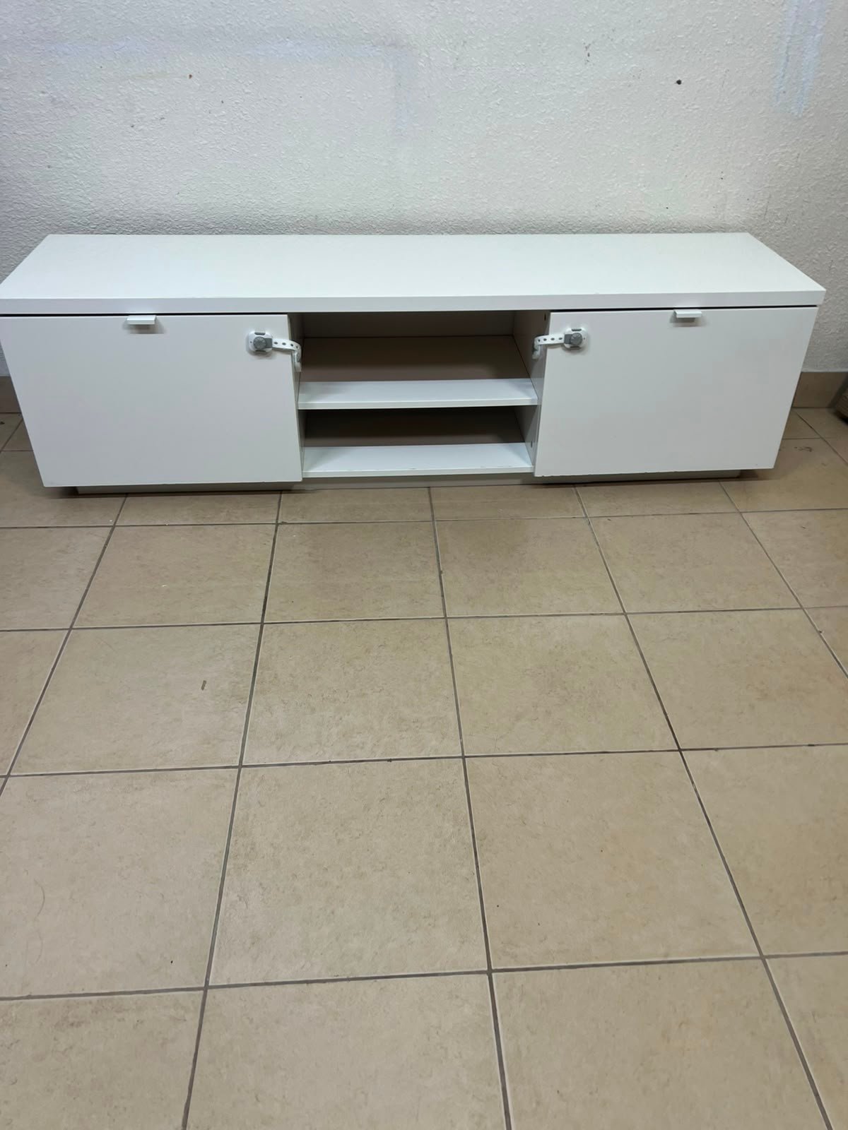 BYÅS TV bench, high-gloss white - Image 9