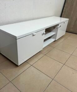 BYÅS TV bench, high-gloss white - Image 10