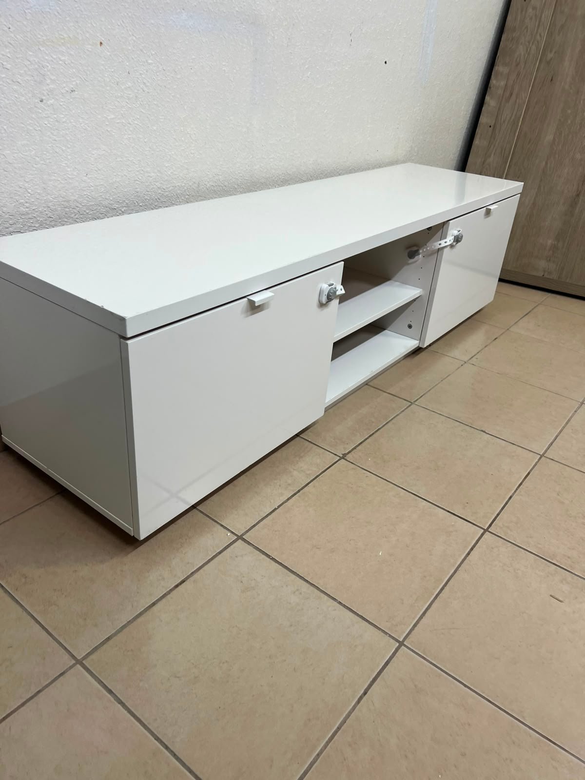 BYÅS TV bench, high-gloss white - Image 10