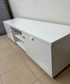 BYÅS TV bench, high-gloss white - Image 11