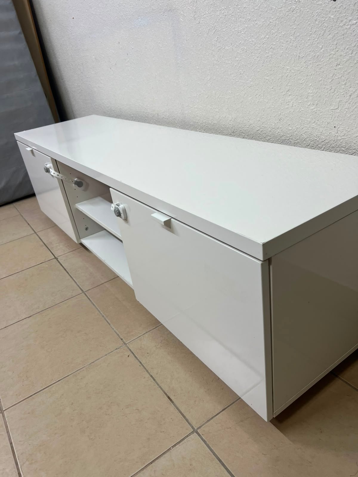 BYÅS TV bench, high-gloss white - Image 11