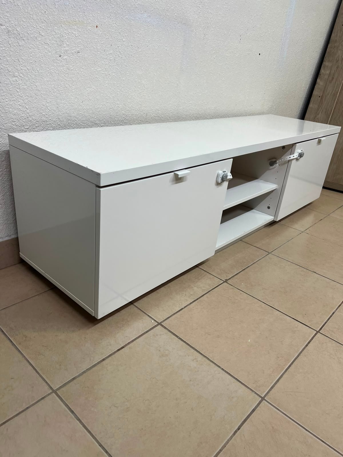 BYÅS TV bench, high-gloss white - Image 12