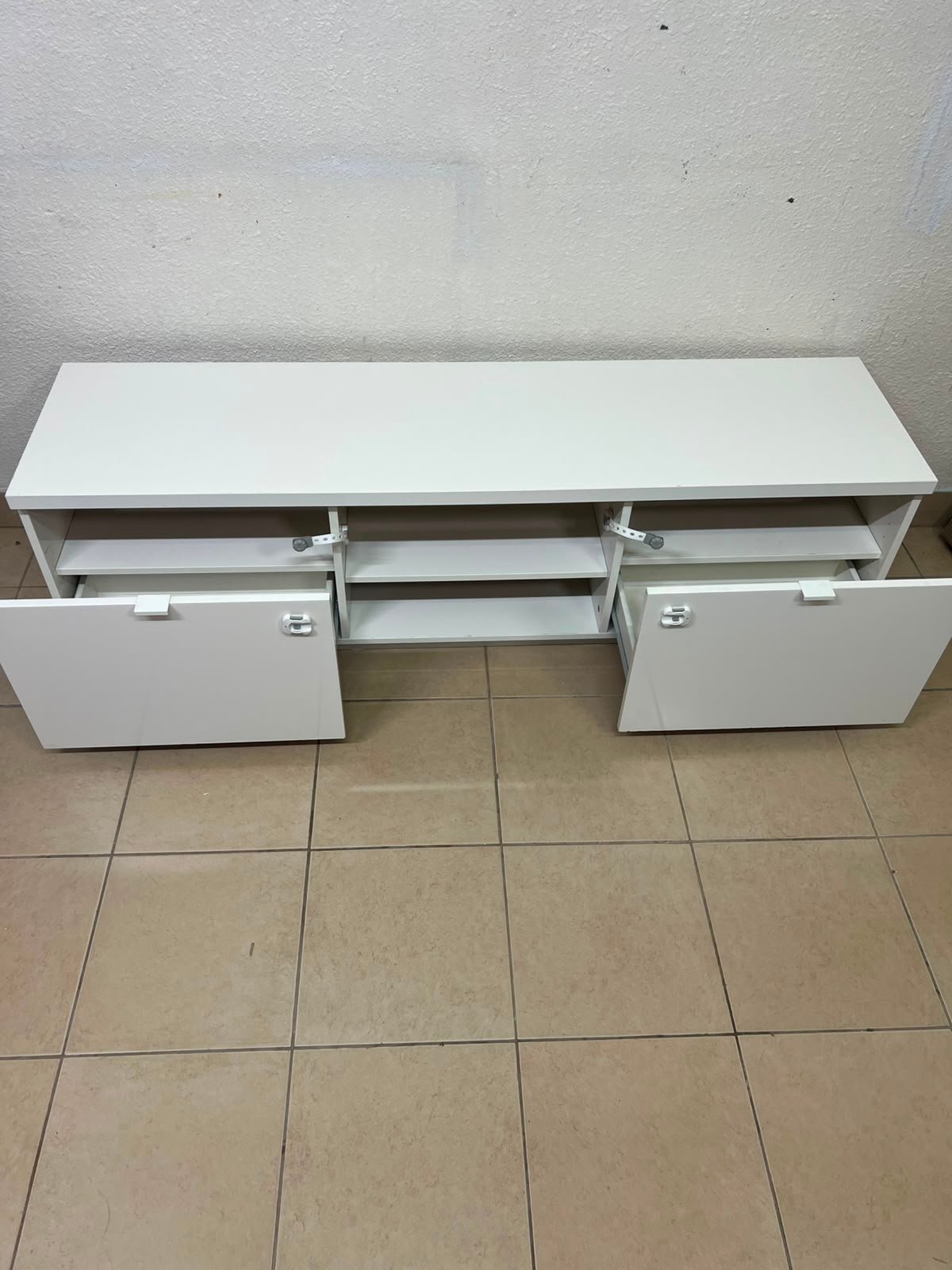 BYÅS TV bench, high-gloss white - Image 13