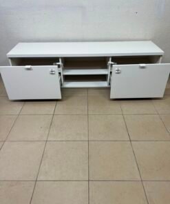 BYÅS TV bench, high-gloss white - Image 14