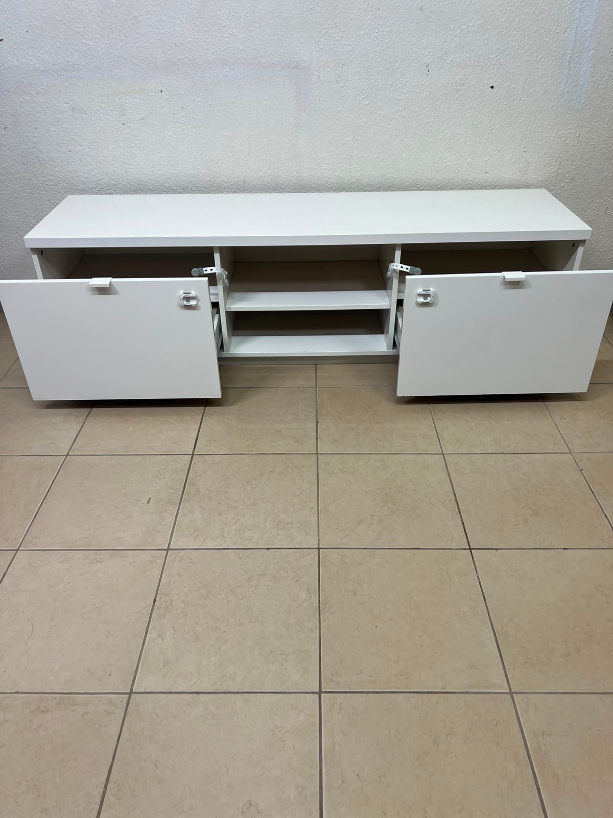 BYÅS TV bench, high-gloss white - Image 14